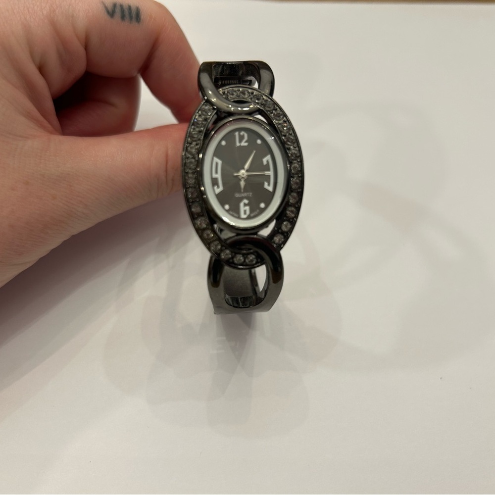 Analog Wristwatch with a Cuff Band and Quartz Movement Y2K Whimsigoth Alt